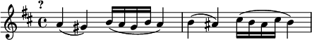 

\relative c'

 {\key d \major
 \tempo "?"

a'4 (gis) b16 (a gis b a4)
b4 (ais) cis16 (b ais cis b4)

}
