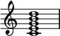  {
\override Score.TimeSignature #'stencil = ##f
\relative c' { 
  \clef treble \time 4/4
  <c e g b d>1
} }
