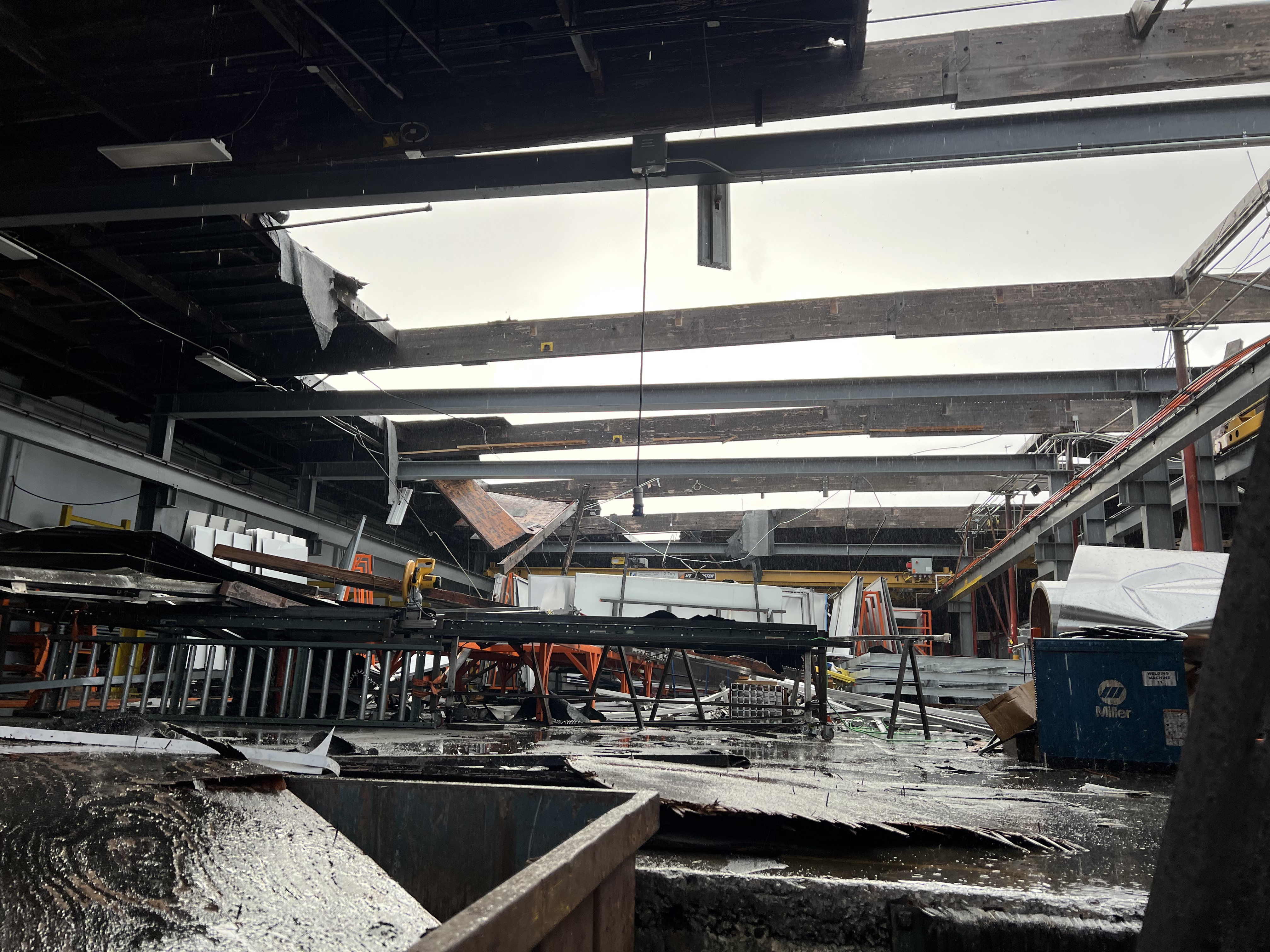 EF1 damage to a warehouse in Montebello, California.