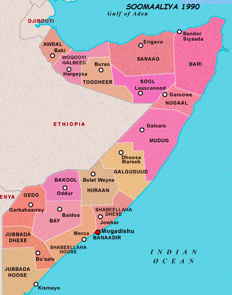 Map of the sites related to the Somali civil war [136]