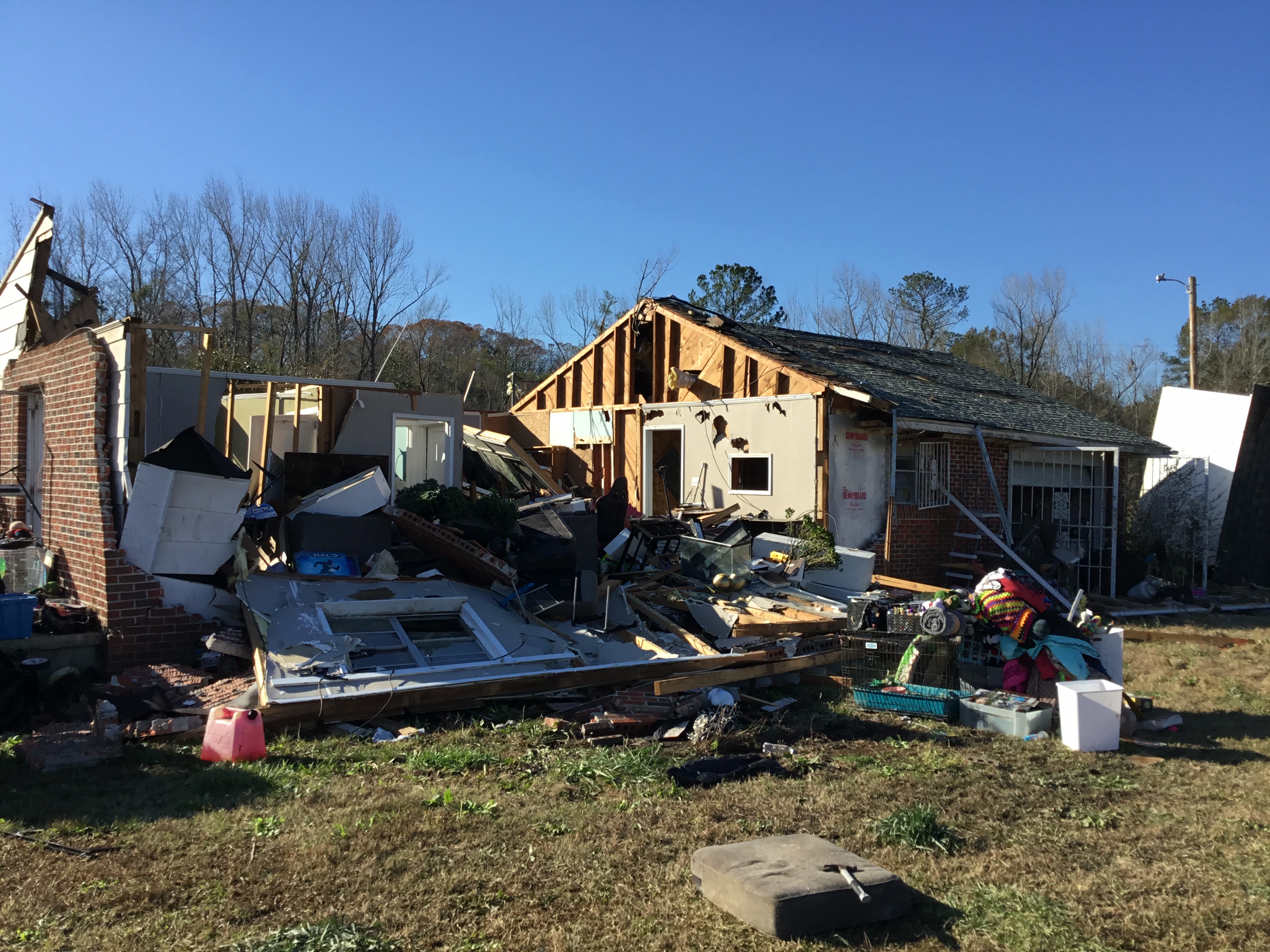 Heavy EF2 damage to a home in Tukabatchee, Alabama.