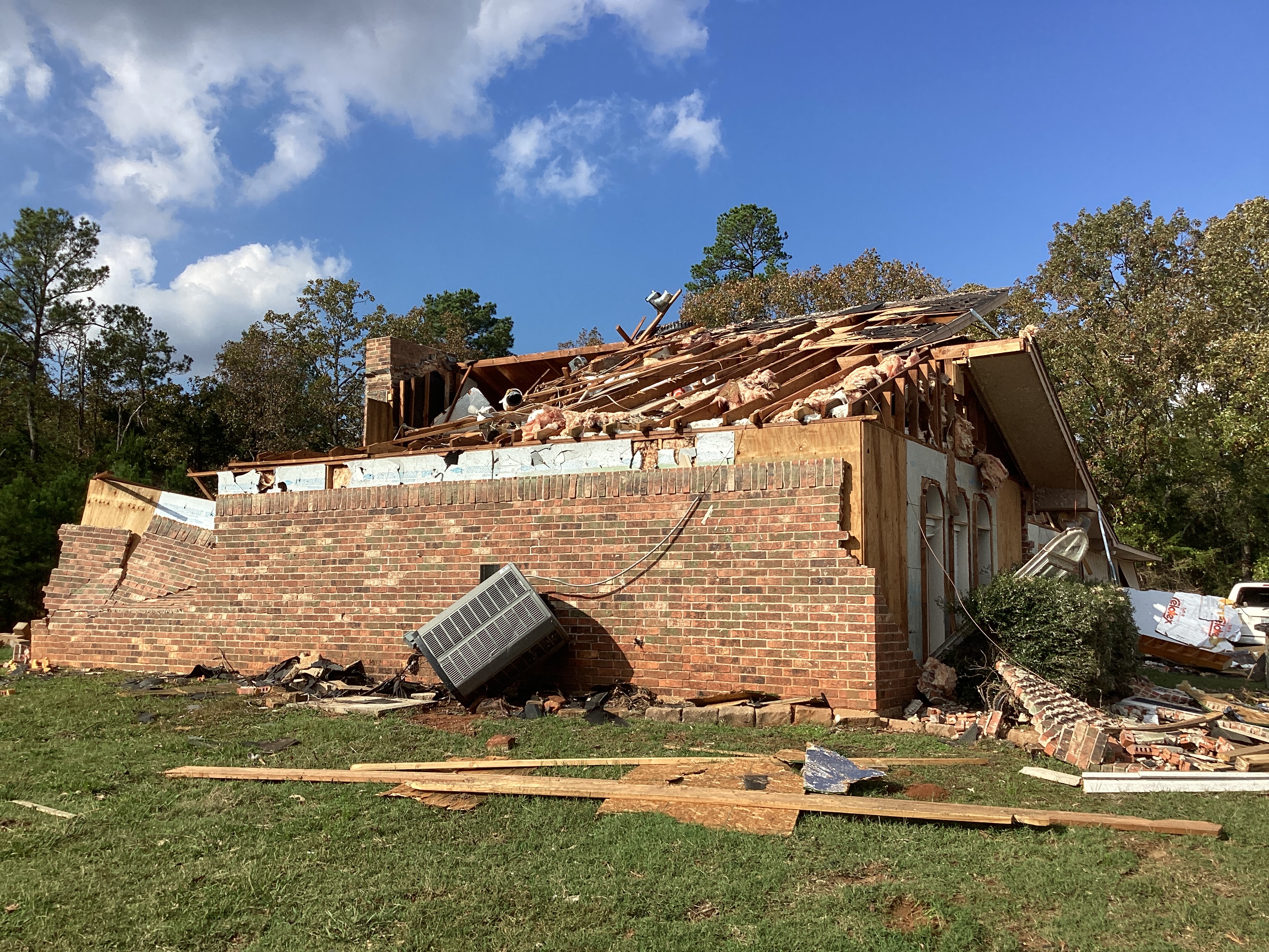 EF2 damage to a home in Hughes Springs, Texas.