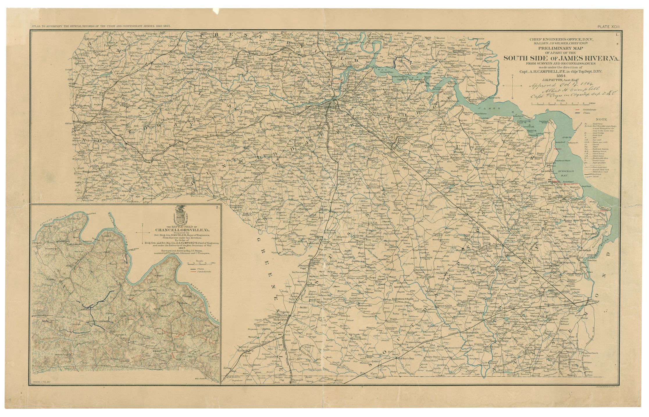 The Clover Hill is shown in Chesterfield County, Virginia in 1861.