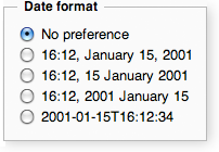 The date display option in "Preferences"