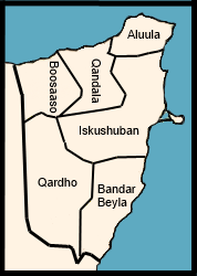 Ra'as Aseir comprises the districts of Qandala, iskushuban, and Aluula.