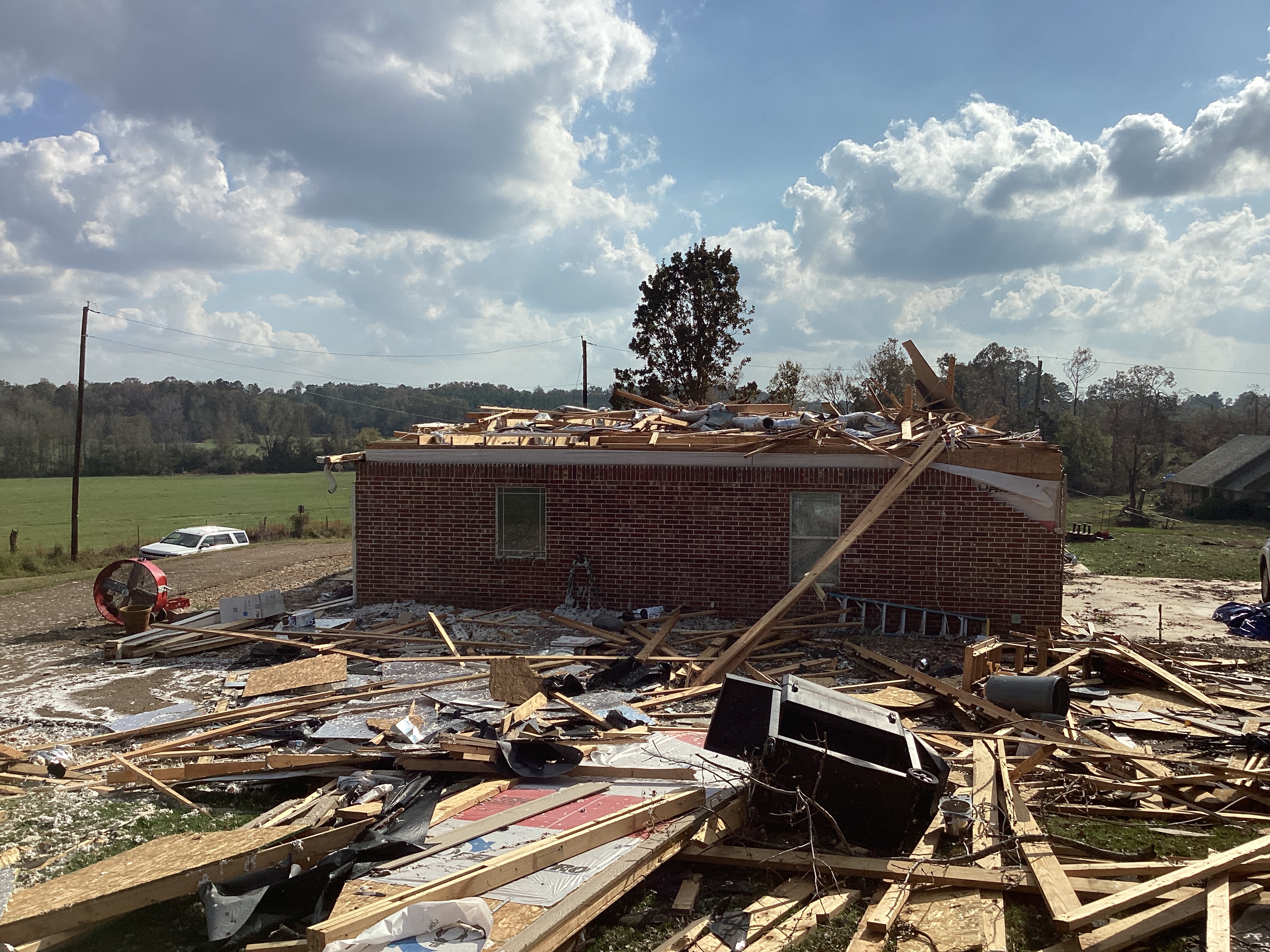 EF2 damage to a home in Hughes Springs, Texas.