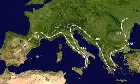 Migrations of Visigothic tribes.