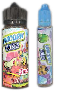 A picture of two unicorn-themed e-liquid products