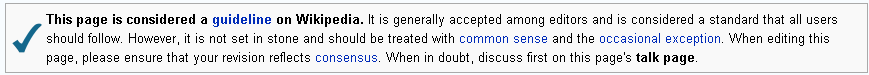 Pages with this tag represent consensus on a WP:GUIDELINE.
