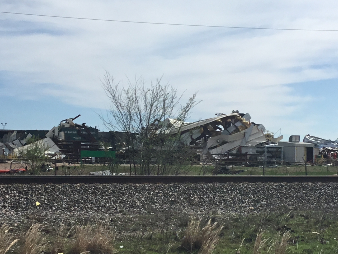 EF3 tornado damage at the Jonesboro International Airport.