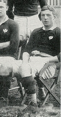 L M Speirs with the Scotland national rugby union team for their 16-10 win over England on 21 March 1908.