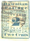 Two Cent Hawaiian, 1851 blue "Missionary" Type I