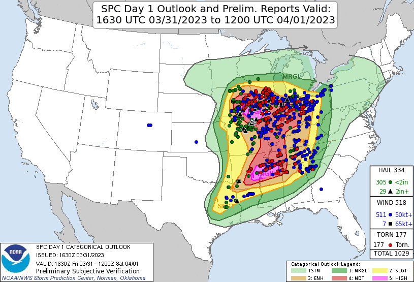 1630 UTC Day 1 outlook verification