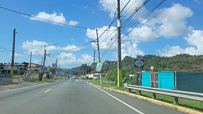 PR-159 west approaching PR-891 intersection in Barrio Pueblo, Corozal