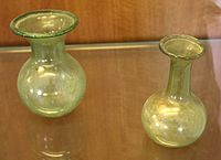 Roman glass flasks with a green olive tint, 3rd century, Museo Nazionale (of Ravenna)