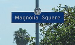 Magnolia Square Neighborhood Sign on Century Boulevard and Vermont Avenue