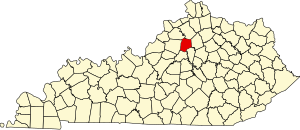 Map of Kentucky highlighting Franklin County