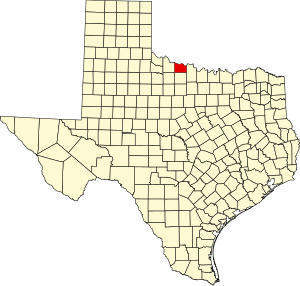 Map of Texas highlighting Wichita County