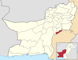 Map of Balochistan with Jafarabad District highlighted