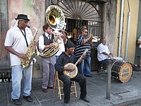 The Preservation Hall Jazz Band performs at the funeral of clarinetist Jacques Gauthé at Preservation Hall (2007)