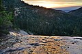 The crest of Silver Cascade Falls at dawn, June 2013