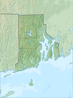 Location of Indian Lake in Rhode Island, USA.