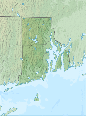 Map showing the location of Misquamicut State Beach
