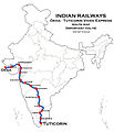 Okha - Tuticorin Vivek Express route map