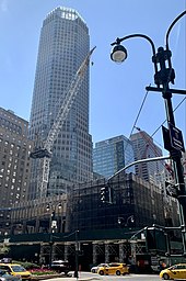 Deconstruction of 270 Park Ave in the foreground with 383 Madison Ave in background in April 2021.