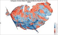 Cartogram of presidential election results by county