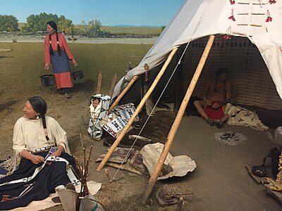 Diorama from the 'North American Indian Cultures' exhibit, depicting a group of Cheyenne Indians in the 1860s near modern-day Denver