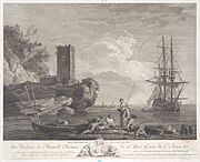 Marie Rosalie Bertaud after Claude-Joseph Vernet, Anglers, [Les pecheurs a la ligne], c. 1770, engraving