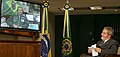President Lula during a video-conference with the Brazilian astronaut, Marcos Pontes.