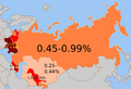 Jewish % of the population in each SSR in 1959