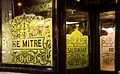 Etched windows at The Mitre Inn