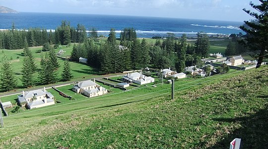 Civil officers' quarters and old military barracks, Quality Row, Kingston, Norfolk Island, 2018