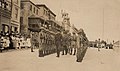 2/4th Battalion of the East Yorkshire Regiment guard on Front Street, inspected by General Sir James Willcocks on his arrival to replace Lieutenant-General Sir George Mackworth Bullock as Governor and Commander-in-Chief of Bermuda in 1917.