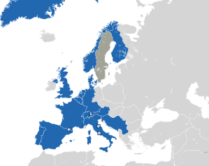 A coloured map of the countries of Europe