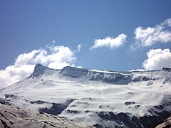 A panoramic view of distant Himalayan peaks from Rohtang Pass, May 2009