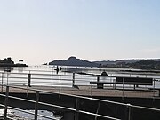 View of the island from the viewpoint of the seafront promenade of Pontevedra.