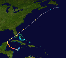 Storm track of Hurricane Wilma