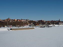 Lakeside view of Östersund in March 2008