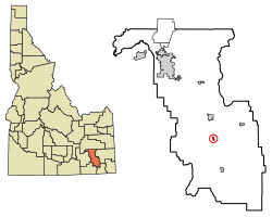 Location of Arimo in Bannock County, Idaho.