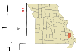 塞奇威克维尔在波林格县及密苏里州的位置（以红色标示）