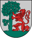 Coat of arms of Liepāja, Latvia. The lion being derived from that of the Duchy of Courland and Semigallia (1925, based on the 17th-century coat of arms)