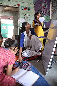 A English lesson for girls in an empowerment center.