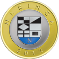 Coat of arms of Neringa city, commemorated on 2 litai coin in 2012