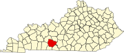 Map of Kentucky highlighting Warren County