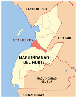 Map of Maguindanao del Norte with Cotabato City highlighted