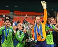 Seattle Sounders players lifting the 2009 U.S. Open Cup